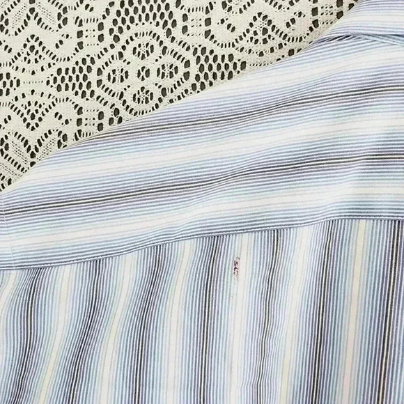 Express 1MX Modern fit striped stretch cotton button down dress shirt men's L - Picture 3 of 7
